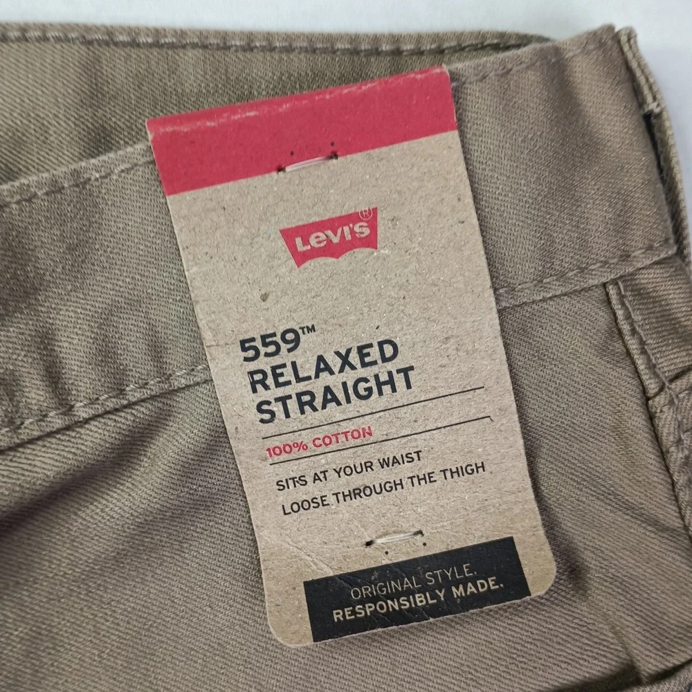 Levi's 559 Relaxed Straight Jeans Mens Sz 34x34 Beige Cotton Loose Through Thigh